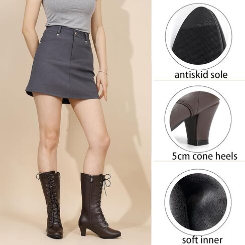 Cozivwaiy Women Vintage Victorian Boots Ankle for Medieval Ren Pirate Costume 70s Lace up Boots 2.36 Inches Mid Heel Witch Granny Booties Zipper Almond Toe in Saudi Arabia