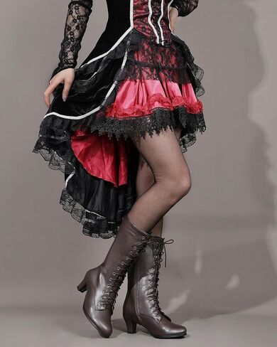 Cozivwaiy Women Vintage Victorian Boots Ankle for Medieval Ren Pirate Costume 70s Lace up Boots 2.36 Inches Mid Heel Witch Granny Booties Zipper Almond Toe in Saudi Arabia