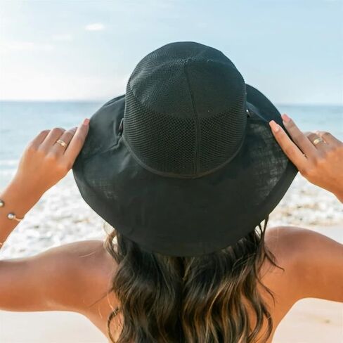 Women's-Mesh-Sun-Hats Beach Bucket Caps Outdoor-UV-Protection Foldable-Hat in Kuwait