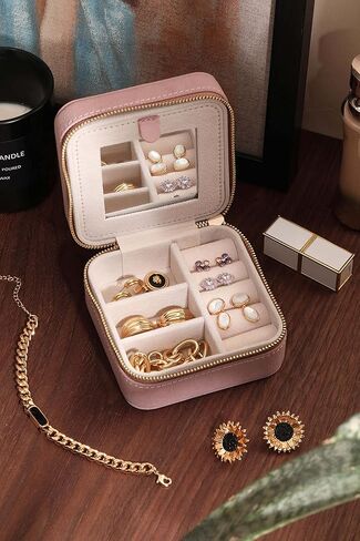 S.Leaf Mothers Day Gifts Travel Jewelry Organizer Travel Jewelry Boxes for Women Small Jewelry Travel Case Box Portable Travel Jewelry Case Jewelry Organizer Travel Case Mini Jewelry Travel Case in Kuwait