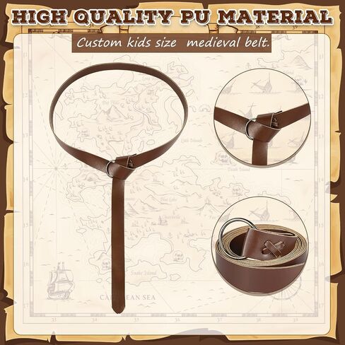2 Pcs Kids Medieval Belt Halloween Renaissance Belt Kids Viking Belt Costume Children Pu O Ring Belt for Kids Boy Embossing Knight Belt for Medieval Costume Halloween Renaissance Exposition Circus in Saudi Arabia