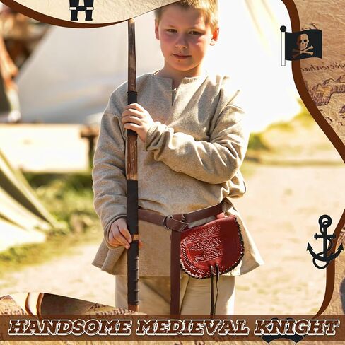 2 Pcs Kids Medieval Belt Halloween Renaissance Belt Kids Viking Belt Costume Children Pu O Ring Belt for Kids Boy Embossing Knight Belt for Medieval Costume Halloween Renaissance Exposition Circus in Saudi Arabia