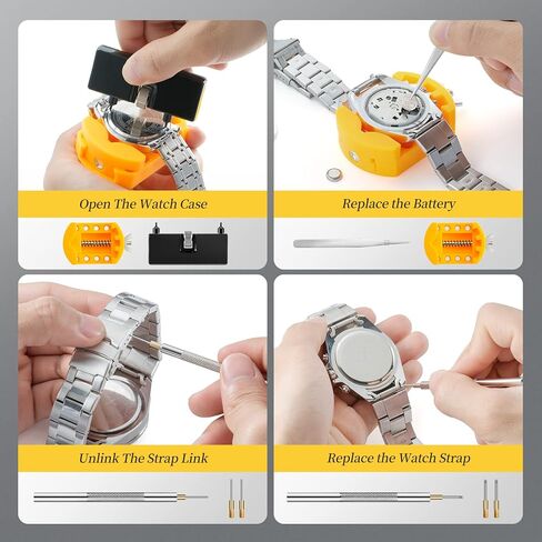 ايفينترونيك مجموعة ادوات استبدال بطارية الساعة، مجموعة اصلاح الساعة مع مجموعة ادوات سوار الساعة، اداة ازالة ظهر الساعة من الستانلس ستيل، تتضمن اداة قضيب زنبركي 2 في 1، حامل حافظة الساعة، ملاقط in Kuwait