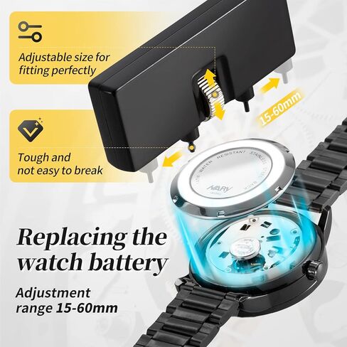 ايفينترونيك مجموعة ادوات استبدال بطارية الساعة، مجموعة اصلاح الساعة مع مجموعة ادوات سوار الساعة، اداة ازالة ظهر الساعة من الستانلس ستيل، تتضمن اداة قضيب زنبركي 2 في 1، حامل حافظة الساعة، ملاقط in Kuwait