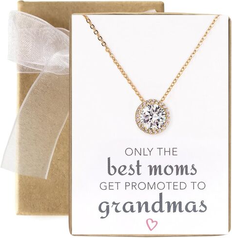 A+O Gift for Mom, Aunt, Grandma - Solitaire Halo Necklace in Gold, Rose Gold, Silver in Saudi Arabia