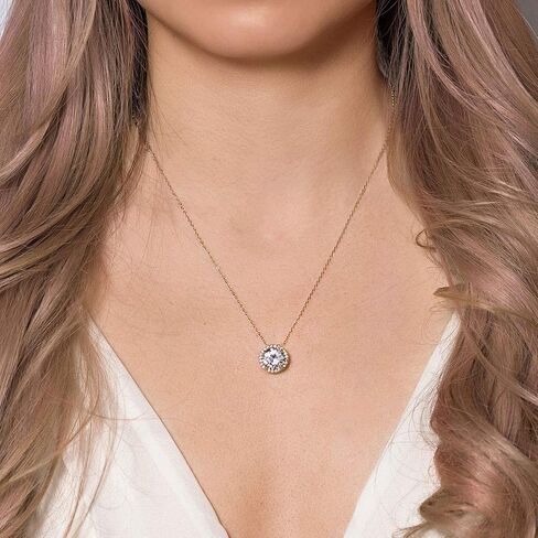 A+O Gift for Mom, Aunt, Grandma - Solitaire Halo Necklace in Gold, Rose Gold, Silver in Saudi Arabia