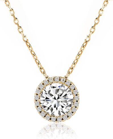 A+O Gift for Mom, Aunt, Grandma - Solitaire Halo Necklace in Gold, Rose Gold, Silver in Saudi Arabia