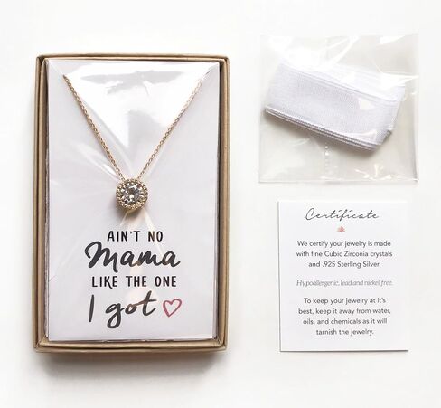 A+O Gift for Mom, Aunt, Grandma - Solitaire Halo Necklace in Gold, Rose Gold, Silver in Saudi Arabia