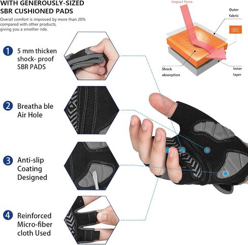 MOREOK Cycling Gloves Bike Gloves for Men/Women-[Breathable Anti-Slip 5MM Gel Pad] Biking Gloves Half Finger Road Bike MTB Bicycle Gloves-for Cycling/Fitness/Motorcycle/Gym/Outdoor Sports in Kuwait
