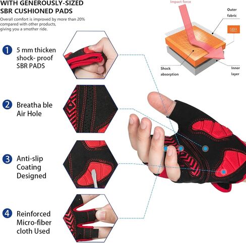 MOREOK Cycling Gloves Bike Gloves for Men/Women-[Breathable Anti-Slip 5MM Gel Pad] Biking Gloves Half Finger Road Bike MTB Bicycle Gloves-for Cycling/Fitness/Motorcycle/Gym/Outdoor Sports in Kuwait