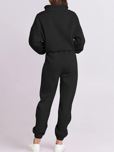 ANRABESS Women 2 Piece Outfits Sweatsuit Oversized Half Zip Sweatshirt Jogger Sweatpants Tracksuit Lounge Set 2025 Clothes in Kuwait