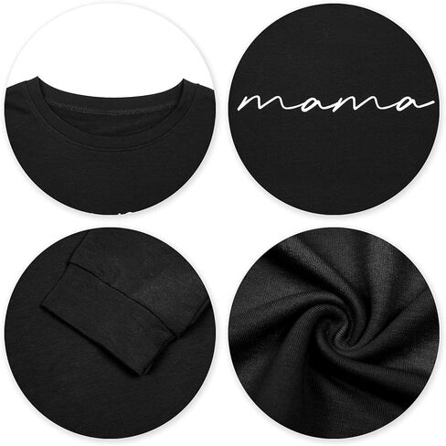 Womens Crewneck Sweatshirt Mama Letter Print Long Sleeve Loose Fashion Pullover Top in Kuwait