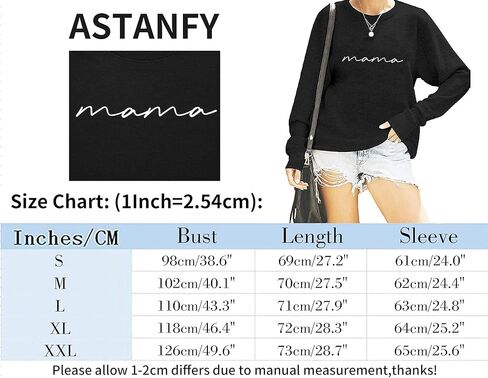Womens Crewneck Sweatshirt Mama Letter Print Long Sleeve Loose Fashion Pullover Top in Kuwait