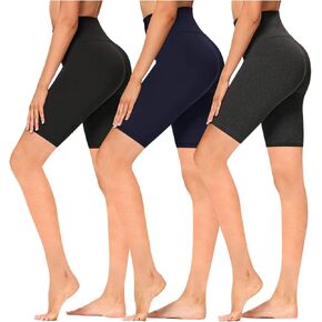 Sweet Hearts 3 Pack Biker Shorts for Women- 5" High Waist Yoga Short Basic Everyday Casual Buttery Soft Made in USA in Saudi Arabia