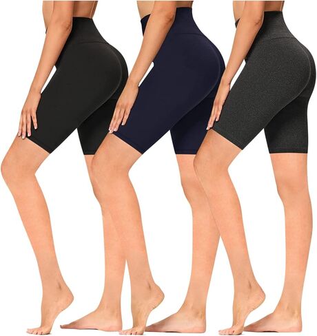 Sweet Hearts 3 Pack Biker Shorts for Women- 5" High Waist Yoga Short Basic Everyday Casual Buttery Soft Made in USA in Kuwait