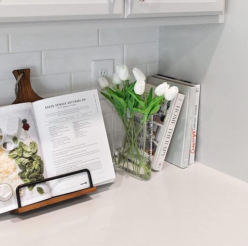 Bookend Vase for Flowers - Cute Bookshelf Decor; Unique Vase for Book Lovers, Artistic and Cultural Flavor Acrylic Vases for Home Office Decor, A Book About Flowers (Clear - B) in Kuwait