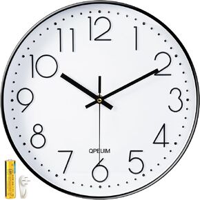 QPEUIM Wall Clock 12 Inch Wall Clocks Non-Ticking Battery Operated with Stereoscopic Dial Ultra-Quiet Movement Quartz for Office Classroom School Home Living Room Bedroom Kitchen in Kuwait