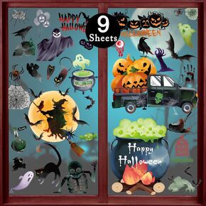 Christmas Window Clings, Large 8 Sheets Christmas Cardinal Window Stickers, Christmas Decorations Christmas Decor for Glass Windows, Double-Sided Window Clings with Cardinal, Snowflakes, Snowman