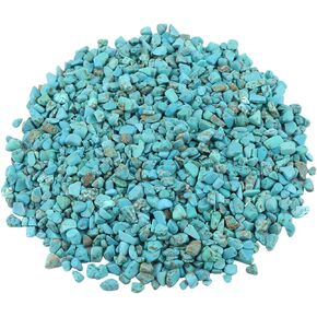 Rockcloud 1 lb Howlite Turquoise Small Tumbled Chips Crushed Stone Healing Reiki Crystal Jewelry Making Home Decoration
