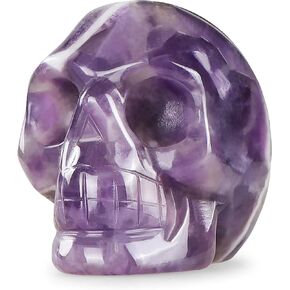 Artistone 2.0" Crystal Skull Statues,Hand Carved Human Skeleton Figurines Head Bone Art Sculpture Reiki Healing Stone Statue Personality Bar,Home,Office,Art Room Decoration(Amazonite)