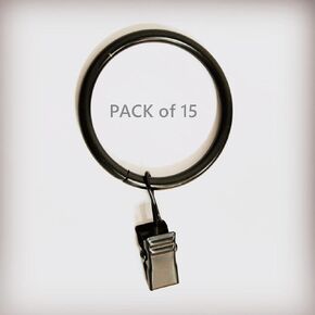 15 Pack Curtain Rings with Clips, Antique Copper Curtain Clips Metal Rings 1.5" Inner Diameter Size Suitable for 1.25" Curtain Rod, Curtain Hanging Loop Rings with Clips Window Hardware for Drapes