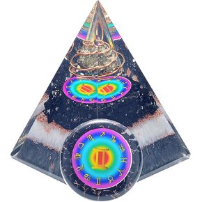 Horoscope Orgone Pyramid & Palm Stone Set, Healing Crystal Aquarius Zodiac Sign Gift Set made of Pyrite & Angelite for Calmness and Rejuvenation in Saudi Arabia