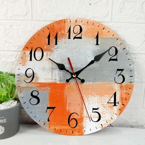 ArtSocket Boho Mid Century Wooden Wall Clock Silent Non-Ticking, Sun Mountain Modern Orange Blue Square Rustic Wall Clocks Decor for Home Kitchen Living Room Office, Battery Operated(12 Inch)