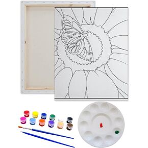 Pre Drawn Canvas Paint Kit | Teen, Kids and Adult Sip and Paint Party Favor | DIY Date Night Couple Activity| Canvas Boards for painting| Birthday Party Gift Sunflower (S 8X10 CANVAS ONLY)