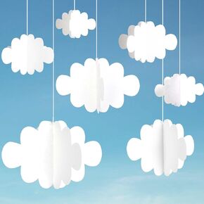 Ayfjovs 10pcs 3D Cloud Decoration Hanging Cloud for Ceiling Decor, Felt 3D White Cloud Ornament for Art Stage Wedding Nursery Children Room Party Baby Shower Cloud Props