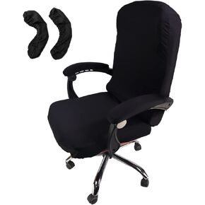 WOMACO Office Chair Covers, Stretch Computer Chair Cover with Armrest Covers, Universal Boss Chair Covers Modern Simplism Style High Back Chair Slipcover (Black, Large)