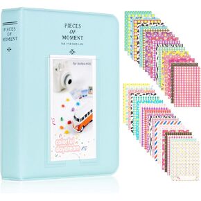 ألبوم صور صغير Ablus 64 جيبًا لكاميرا Fujifilm Instax Mini 7s 8 8+ 9 25 26 50s 70 90 كاميرا فورية وبطاقة الاسم (أزرق n) in Kuwait
