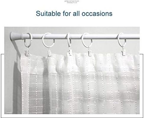 36 Pack Curtain Clips for 5/8 Inch Curtain Rod Strong Metal Decorative Rustproof Drapery Window Curtain Ring with Clips 1 Inch Interior Diameter (White, 25mm) in Saudi Arabia