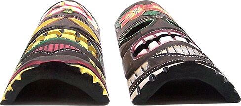 Hand Crafted Hawaiian Style Floral Tiki Masks, Wall Décor, Set of 2 Assorted Designs, Approximately19 Inches in Saudi Arabia