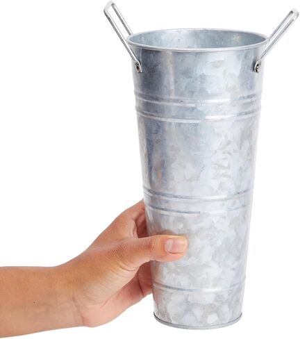 4 Pack 10 Inch Galvanized Flower Buckets with Handles for Rustic-Style Farmhouse Decor, Metal Vases for Planter, Centerpieces, Floral Wedding Arrangements in Saudi Arabia