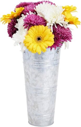 4 Pack 10 Inch Galvanized Flower Buckets with Handles for Rustic-Style Farmhouse Decor, Metal Vases for Planter, Centerpieces, Floral Wedding Arrangements in Saudi Arabia