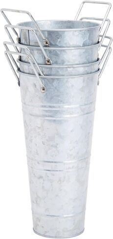4 Pack 10 Inch Galvanized Flower Buckets with Handles for Rustic-Style Farmhouse Decor, Metal Vases for Planter, Centerpieces, Floral Wedding Arrangements in Saudi Arabia