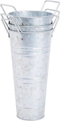 4 Pack 10 Inch Galvanized Flower Buckets with Handles for Rustic-Style Farmhouse Decor, Metal Vases for Planter, Centerpieces, Floral Wedding Arrangements in Saudi Arabia