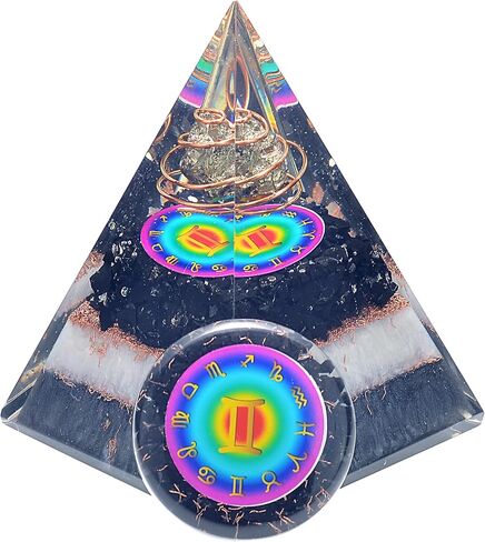 Horoscope Orgone Pyramid & Palm Stone Set, Healing Crystal Aquarius Zodiac Sign Gift Set made of Pyrite & Angelite for Calmness and Rejuvenation in Saudi Arabia
