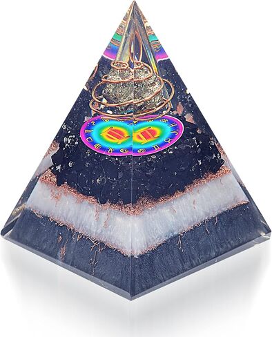 Horoscope Orgone Pyramid & Palm Stone Set, Healing Crystal Aquarius Zodiac Sign Gift Set made of Pyrite & Angelite for Calmness and Rejuvenation in Saudi Arabia