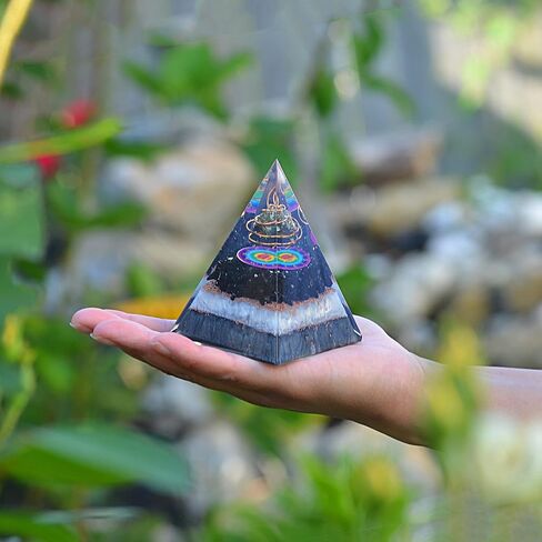 Horoscope Orgone Pyramid & Palm Stone Set, Healing Crystal Aquarius Zodiac Sign Gift Set made of Pyrite & Angelite for Calmness and Rejuvenation in Saudi Arabia