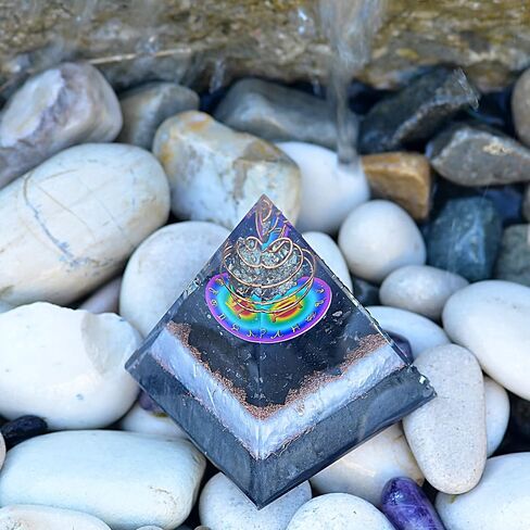 Horoscope Orgone Pyramid & Palm Stone Set, Healing Crystal Aquarius Zodiac Sign Gift Set made of Pyrite & Angelite for Calmness and Rejuvenation in Saudi Arabia