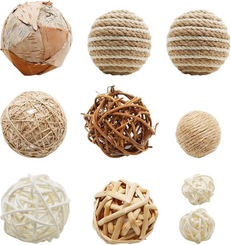 ZUDKSUY 10PCS Rattan Balls Decorative Rattan Ball Rattan Decor Bowl Fillers Decorative Orbs for Centerpiece Bowls for Flower Artwork Decoration Pet Foot Toys Home Ornaments in Saudi Arabia