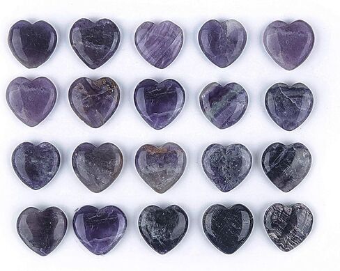 JIC Gem 20 pcs Mixed Crystal Heart Stones Heart Shape Chakra Stones 30mm Reiki Balancing Hand Carved Polished Palm Worry Stone Gift Jewelry Making and Collection in Kuwait