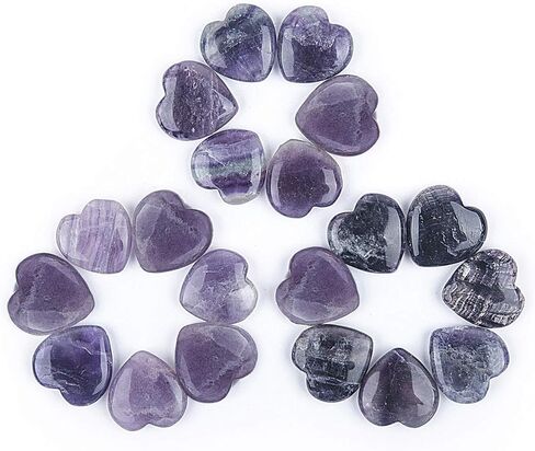JIC Gem 20 pcs Mixed Crystal Heart Stones Heart Shape Chakra Stones 30mm Reiki Balancing Hand Carved Polished Palm Worry Stone Gift Jewelry Making and Collection in Kuwait