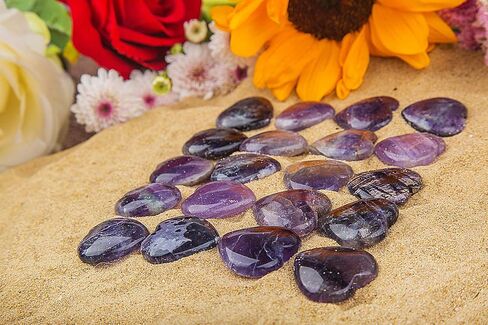 JIC Gem 20 pcs Mixed Crystal Heart Stones Heart Shape Chakra Stones 30mm Reiki Balancing Hand Carved Polished Palm Worry Stone Gift Jewelry Making and Collection in Kuwait