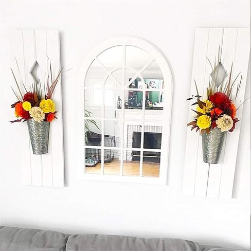 Mkono Galvanized Metal Wall Planter Farmhouse Wall Vase for Artificial Plants Flowers, Rustic Hanging Fake Flowers Holder Country Home Bedroom Living Room Decor Set of 2, Black, Small in Kuwait