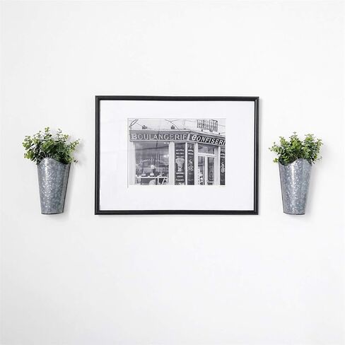 Mkono Galvanized Metal Wall Planter Farmhouse Wall Vase for Artificial Plants Flowers, Rustic Hanging Fake Flowers Holder Country Home Bedroom Living Room Decor Set of 2, Black, Small in Kuwait