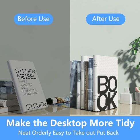 Book Ends - Decorative Metal Book Ends Supports for Bookrack Desk (Black Book Ends 4 Pack) in Kuwait