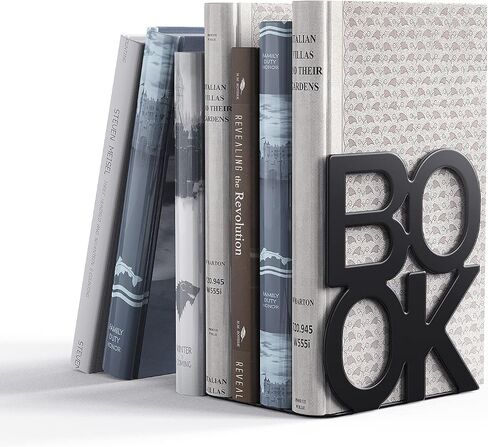 Book Ends - Decorative Metal Book Ends Supports for Bookrack Desk (Black Book Ends 4 Pack) in Kuwait