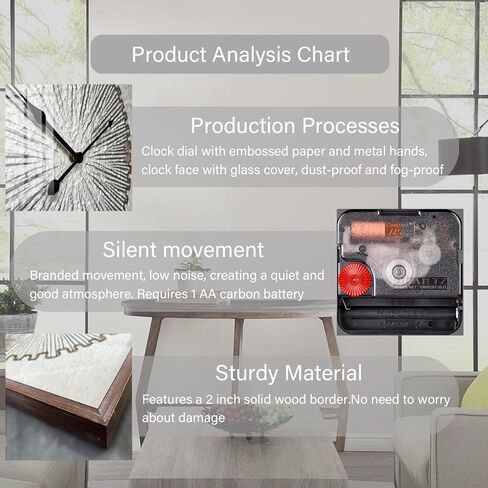 ساعة حائط مزرعة كبيرة من Keqam، ساعة ريفية بغطاء زجاجي، ساعات حائط مربعة صامتة غير موقوتة تعمل بالبطارية لغرفة المعيشة/المنزل/المطبخ/غرفة النوم/المكتب/ديكور المدرسة (24 بوصة) in Kuwait